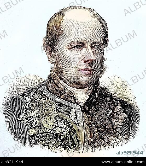 Count Friedrich Ferdinand von Beust, Friedrich Ferdinand Count von Beust, 1809, 1886, was a German and Austrian statesman. As an opponent of Bismarck he tried to agree on a common policy of the German middle states between Austria and Prussia, Situation from the time of the Franco-Prussian War, 1870-1871, Historical, digitally restored reproduction from a 19th century original.