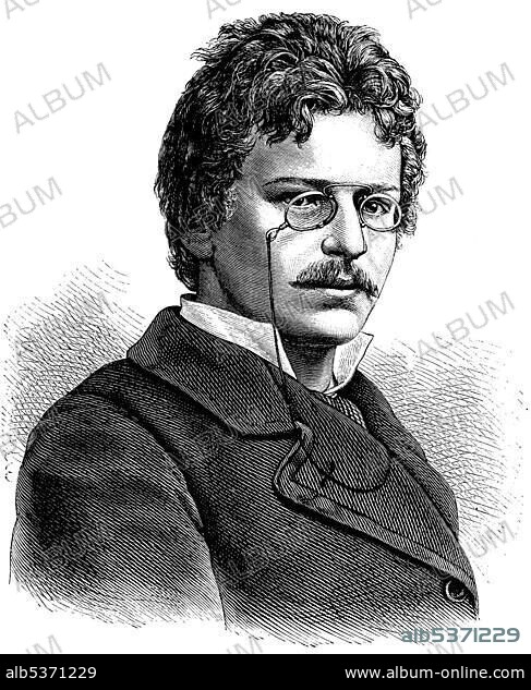 Ludwig Ganghofer, Ludwig Albert Ganghofer, 1855 - 1920, German author, known for his novels, woodcut 1888.