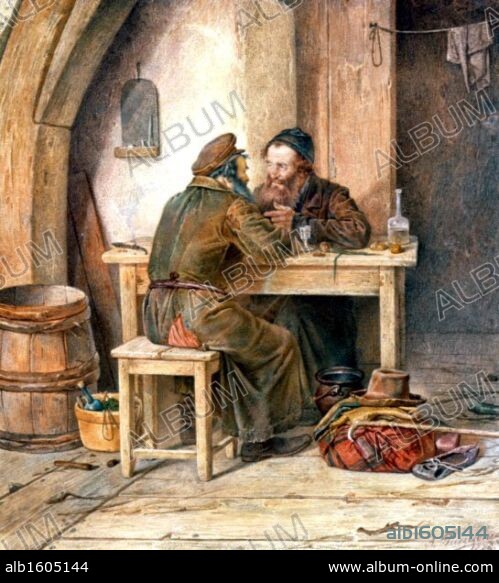 In the Tavern by Alexander Antonovich Rizzoni, 1870, (1836-1902), Russia, Vologda, Vologda Regional Art Gallery.