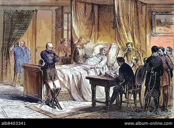 The Marquis of Novaliches, Manuel Pavia y Lacy, 1st Marqués de Novaliches, dictating his account of the Battle of Alcolea, 28 September 1868, Spain, Historical, digitally restored reproduction of a 19th century original, Europe.