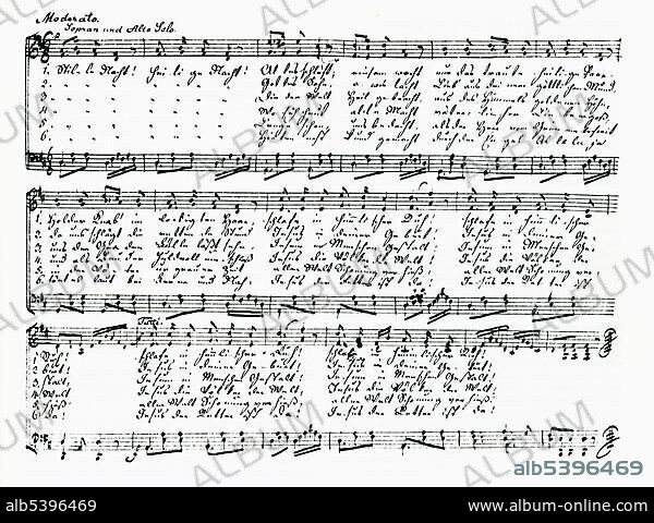 Stille Nacht heilige Nacht, Silent Night Holy Night christmas song written for descant alto and organ, manuscript of the composer Franz Xaver Gruber.