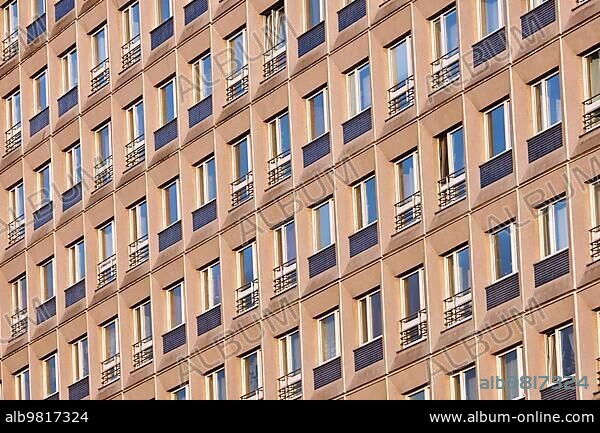 Facade of a typical prefab building in the former eastern part of Berlin; Germany; Europe.