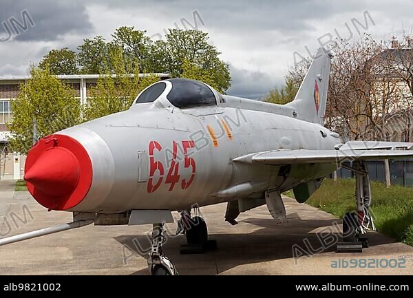 Soviet fighter aircraft MiG 21 of the NVA; GDR; military history museum of the Bundeswehr; Dresden; Saxony; Germany; Europe.