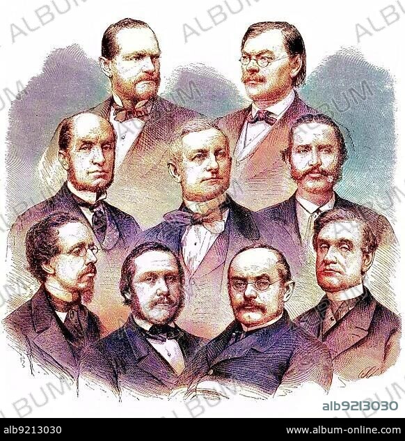 The new government of Cisleithania in 1869, the northern and western parts of Austria and Hungary, Historical, digitally restored reproduction of a 19th century original, exact original date unknown.
