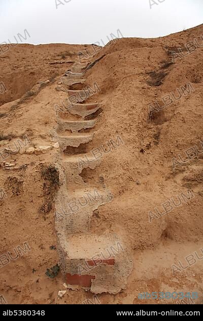 Stairs in the cave apartments of Matmata, Tunisia, Africa.