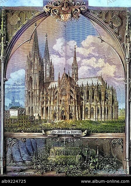 The Cologne Cathedral, Cologne, Germany, ca 1880, Historical, digitally restored reproduction from a 19th century original, Europe.
