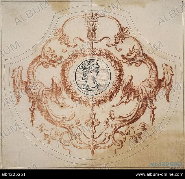 GILLESMARIE OPPENORT. Sketch of a Panel with a Medallion and Two