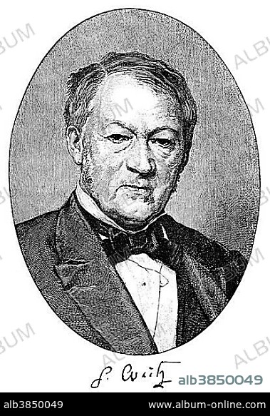 Historical print, portrait of Georg Waitz, 1813 - 1886, a German law historian, from the Illustrated History of German National Literature, by Gustav Koennecke, 1887.