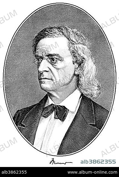 Historical pressure, portrait of Christian Matthias Theodor Mommsen, 1817 - 1903, German historian, Nobel Prize for Literature, from the Illustrated History of German National Literature, by Gustav Koennecke, 1887.
