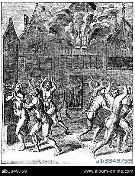 Historical illustration from the 19th Century, depiction of the capture of Muenster in the 16th Century, Anabaptists in the Anabaptist Kingdom of Muenster, 1530.
