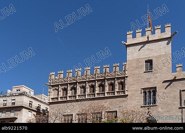 VALENCIA, SPAIN - FEBRUARY 27 : Silk Market building in the old town Valencia Spain on February 27, 2019.