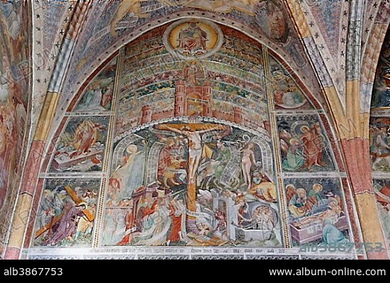 Lebendes Kreuz frescoes, 1470 - 1475, by Thomas von Villach, in the parish church of St. Andreas, Thörl-Maglern, Villach-Land District, Carinthia, Austria, Europe.