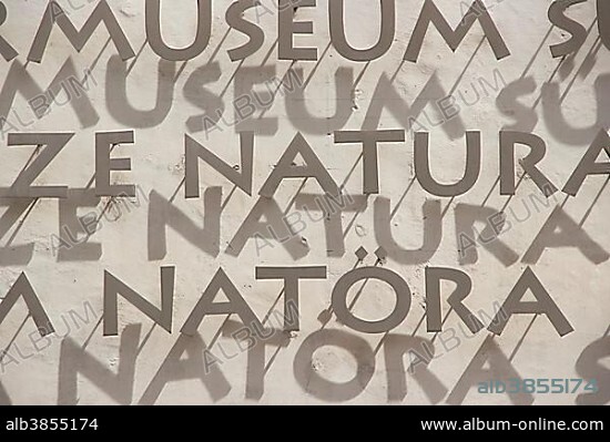 Lettering, Nature Museum South Tyrol, Bolzano, South Tyrol, Italy, Europe.