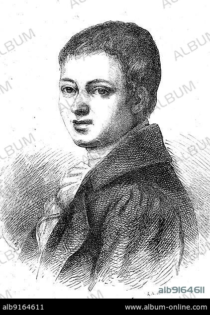 Bernd Heinrich Wilhelm von Kleist, 18 October 1777, 21 November 1811, was a German poet, playwright, novelist, short story writer and journalist, digitally restored reproduction of a 19th century original, exact original date not known.