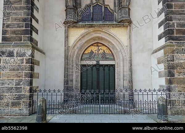 Thesis door, Castle Church, Luther city Wittenberg, Saxony-Anhalt, Germany, Europe.