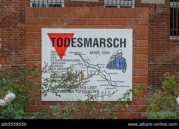 Memorial plaque Death March Sachsenhausen Concentration Camp, Neuruppin, Ostprignitz-Ruppin District, Brandenburg, Germany, Europe.