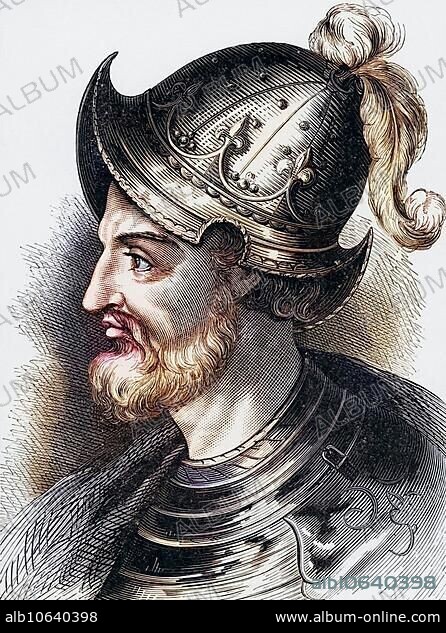 Stephen of Blois (ca. 1097-1154), grandson of William the Conqueror, King of England from 1135 after the death of his uncle Henry I. His claim to the throne was contested by Henry's daughter Matilda, which plunged the country into civil war, Historical, digitally restored reproduction from a 19th century original, Record date not stated.