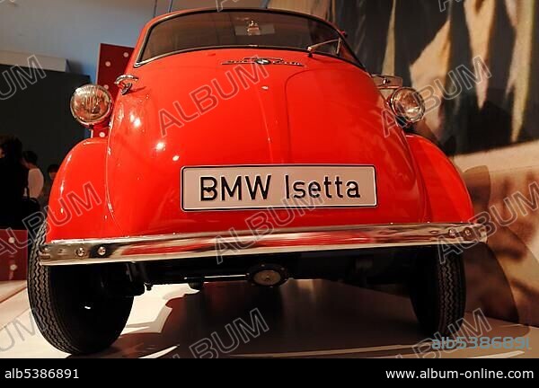 BMW Isetta built between 1955 and 1962, special exhibition Bavaria-Italy 2010, New National Textile and Industrial Museum, Provinostrasse 46, Augsburg, Bavaria, Germany, Europe.