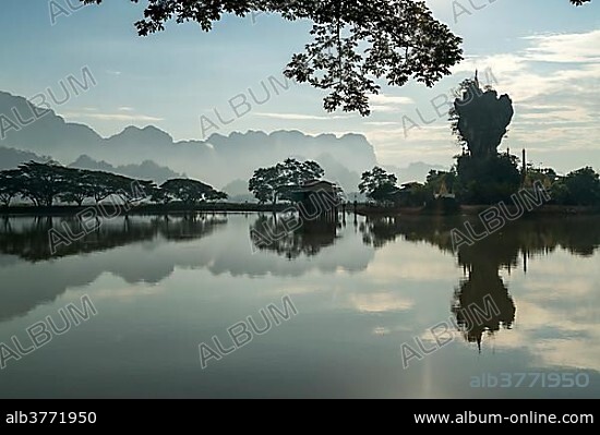 Kyauk Ka Lat Pagoda, Hpa-an, Myanmar, Asia.