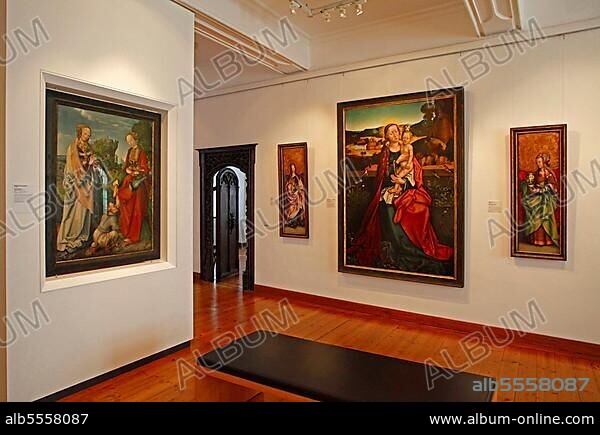 Fürstenbau der Veste Coburg, exhibition of medieval ecclesiastical art, panel paintings, Coburg, Upper Franconia, Bavaria, Fürstenbau, Germany, Europe.