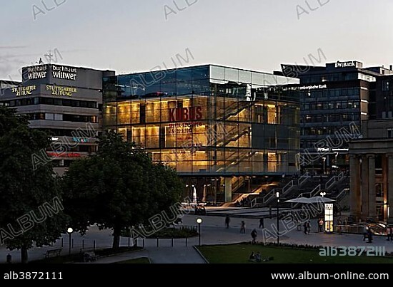 The glass cube of the Art Museum in Schlossplatz square, Stuttgart, Baden-Württemberg, Germany, Europe.