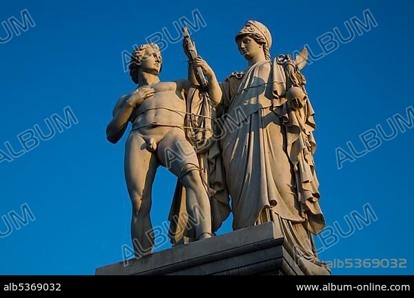 Statues by Karl Friedrich Schinkel on the Schlossbruecke bridge, Mitte district, Berlin, Germany, Europe.