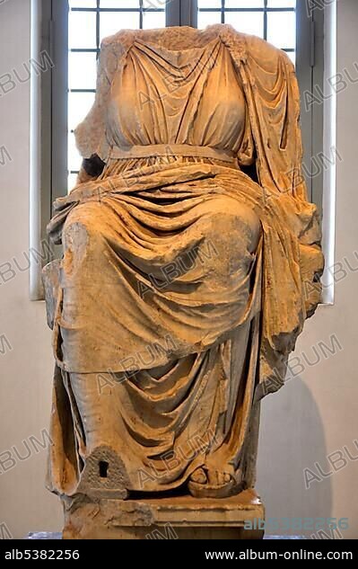 Ancient statue of Magna Mater on the throne, Museo Palatino, Palatino, Rome, Lazio, Italy, Europe.