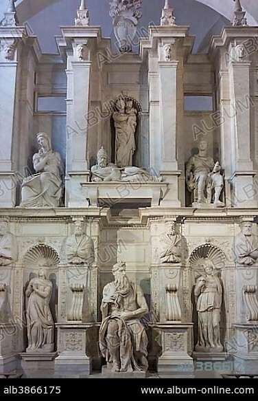 Tomb of Pope Julius II by Michelangelo, Basilica di San Pietro in Vincoli, Rome, Lazio, Italy, Europe.