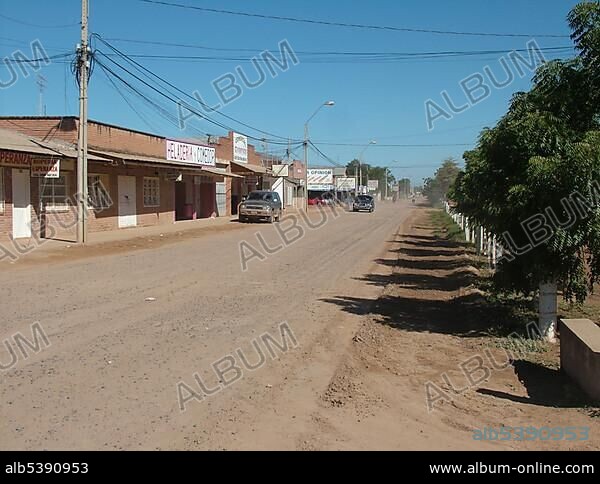 Street scene in the Mennonite colony, Filadelfia, Fernheim, Gran Chaco, Paraguay, South America.
