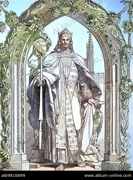 Louis IV; called the Bavarian; from the House of Wittelsbach; was King of the Romans from 1314; King of Italy from 1327 and Holy Roman Emperor from 1328; Historical; digitally restored reproduction of a 19th century original.