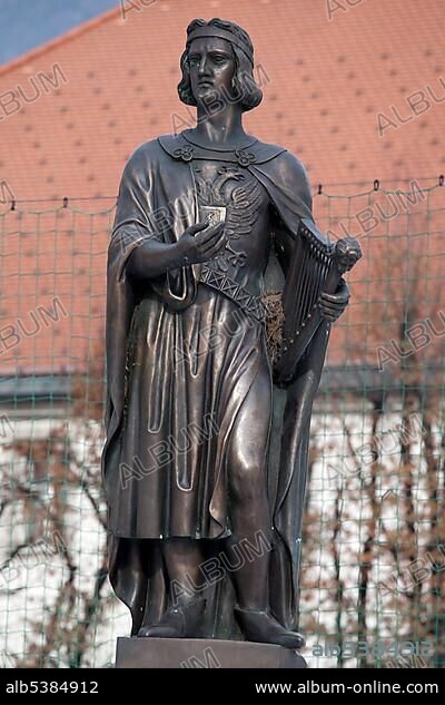 Walther von der Vogelweide, German poet, statue, provincial capital Innsbruck, Tyrol, Austria, Europe.