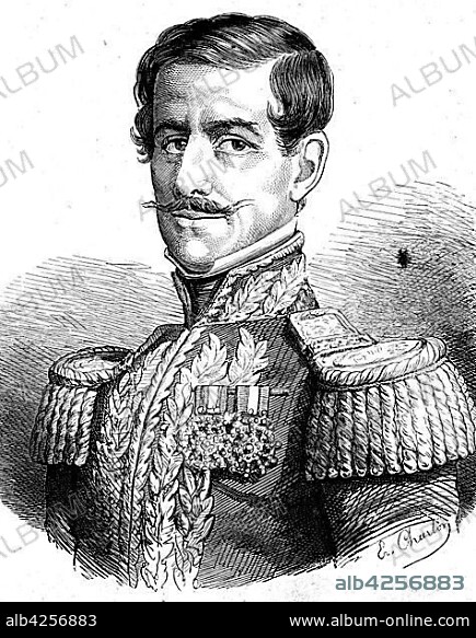 Ramon Castilla y Marquesado, 1797, 1867, President of Peru three times, woodcut, Peru, South America.