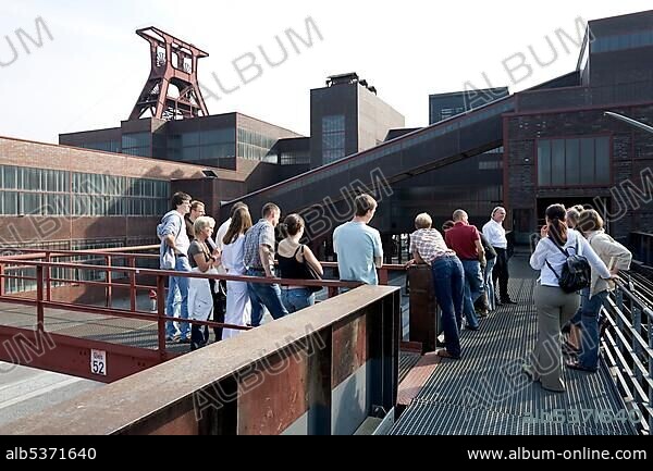 Guided tour at the disused coal mine Zollverein, Essen, NRW, Germany, Europe.