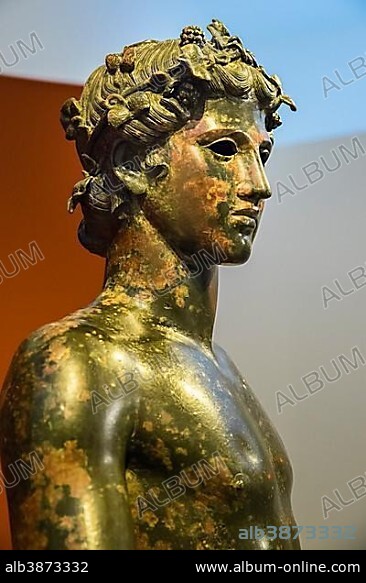 Bronze figure El Efebo de Antequera, Roman sculpture 1st century, Museo Municipal, Antequera, province of Malaga, Andalusia, Spain, Europe.