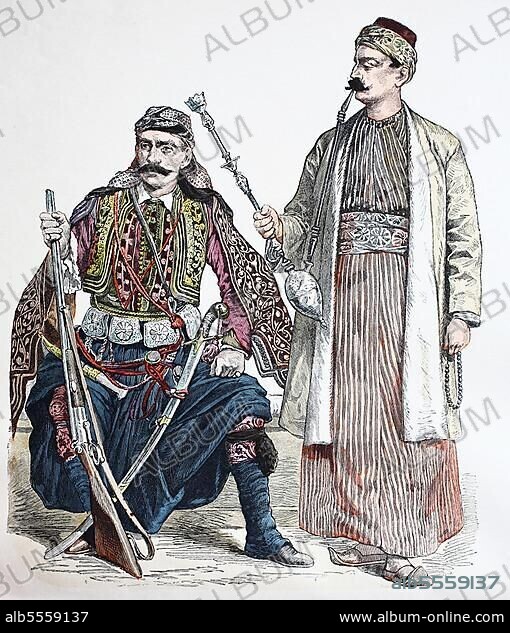 Folk traditional costume, Clothing, History of costumes, Prince of Lebanon, Muslim from Damascus, Historical, digitally restored reproduction of a 19th century original.