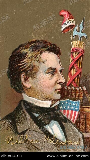 Famous People in American History; William Henry Seward (born16 May 1801 in Florida) (Orange County) (New York) (died10 October 1872 in Auburn) (New York) was a U.S. politician (R) who served as Secretary of State of the United States from 1861 to 1869 under Presidents Abraham Lincoln and Andrew Johnson; Historical; digital reproduction of a 19th century collector's item.