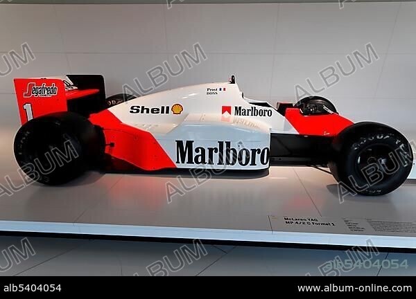 TAG McLaren MP 4-2 C, a formula one car, built in 1986, Porsche Museum, Stuttgart, Baden-Wuerttemberg, Germany, Europe.