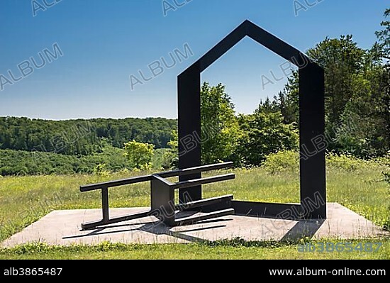 "Expulsion", artist Herbert Fell, Skulpturenpark Deutsche Einheit sculpture park of German Unity, Henneberg, Thuringia, Germany, Europe.