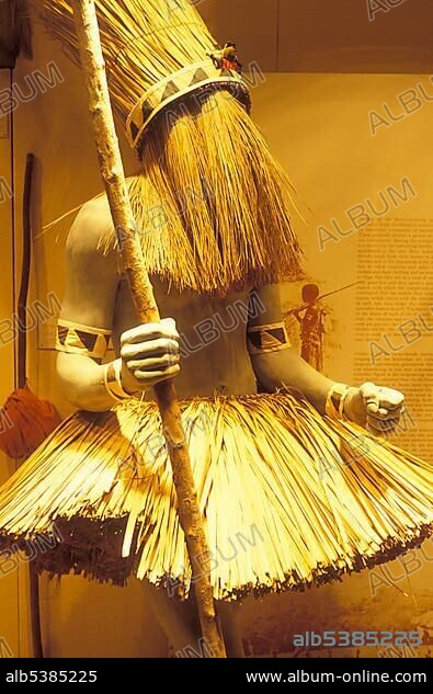 Dance costume of the Bantu in the South African Museum, initiation ritual, Museum, Cape Town, Western Cape, South Africa, Africa.