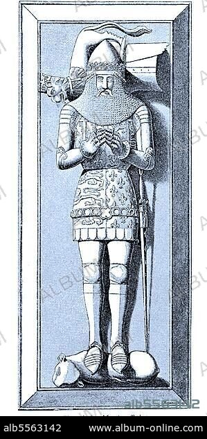 Das Grabmal von Edward von Woodstock in der Kathedrale von Canterbury, Prinz von Wales, bekannt als der schwarze Prinz, 15. Juni 1330, 8. Juni 1376, England, digitale verbesserte Reproduktion eines Originaldrucks von 1880.