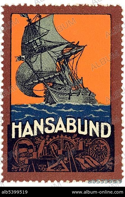 Historical illustration, poster stamp, "Hansabund".