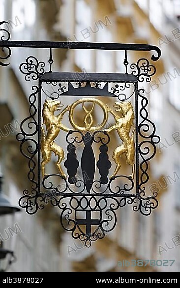 Forged sign a bakery, signboard with pretzel, Vienna, Austria, Europe.