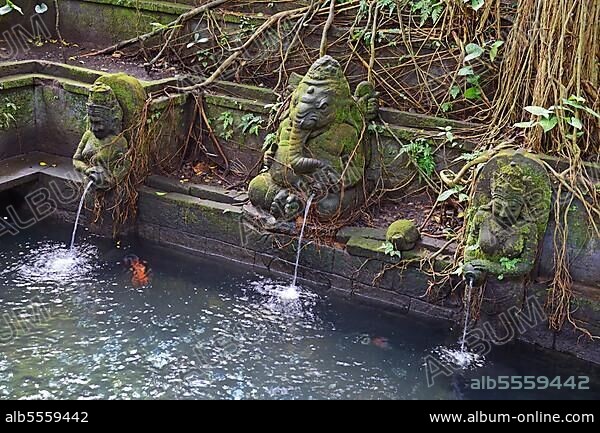 Deity figures as gargoyles, Holy Spring Temple, Monkey Forest, Ubud, Bali, Indonesia, Temple of the Holy Spring, Asia.