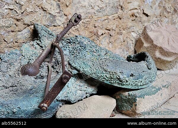 The partially melted bells in the church. The burnt village of Oradour-sur-Glane was destroyed on 10 June 1944 when 642 of its inhabitants, including woman and children, were massacred by a German Waffen SS company, Limousin, Fr.