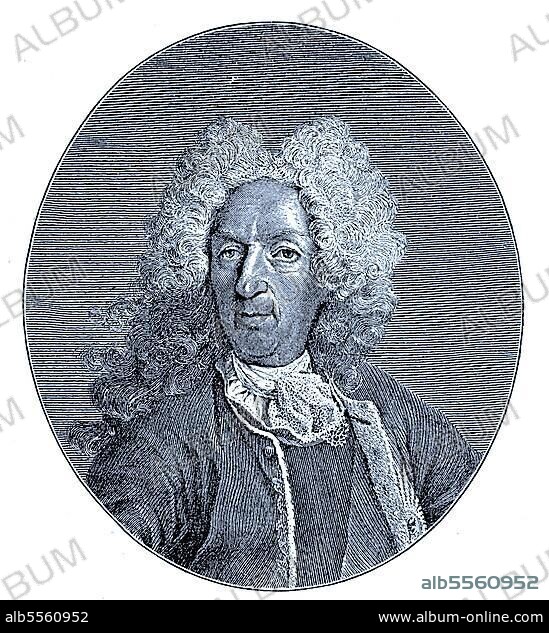 Matthias Johann Freiherr von der Schulenburg, seit 1715 Graf von der Schulenburg, 8. August 1661, 14. März 1747, Feldmarschall in Diensten der Republik Venedig und Erbprinz von Emden und Dehlitz, deutsch, digitale verbesserte Reproduktion eines Originals aus dem Jahr 1880.