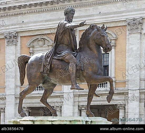 Equestrian statue of Marcus Aurelius, Capitoline Hill, Capitol, Rome, Lazio, Italy, Europe.