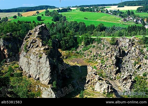 Collapse crater of an old tin mine, Geyer, Ore Mountains, Saxony, Germany, Europe.
