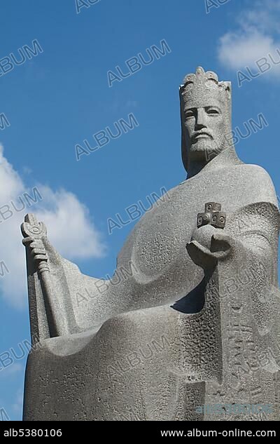 Statue of king Mindaugas, Vilnius, Lithuania, Europe.