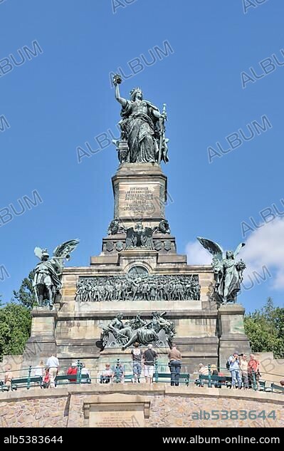 Germania, Niederwalddenkmal memorial, Rheingau, UNESCO World Heritage Site Oberes Mittelrheintal Upper Middle Rhine Valley, Hesse, Germany, Europe.