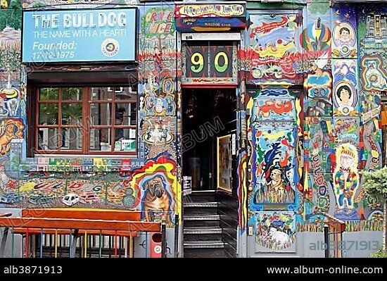 Facade and door of The Bulldog coffee house, Amsterdam, province of North Holland, The Netherlands, Europe.